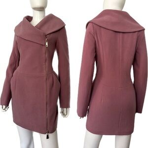 🔥SALE🔥WOMEN WINTER WOOL COAT ASYMMETRIC ZIPPED FRONT SHAWL COLLAR LINED JACKET